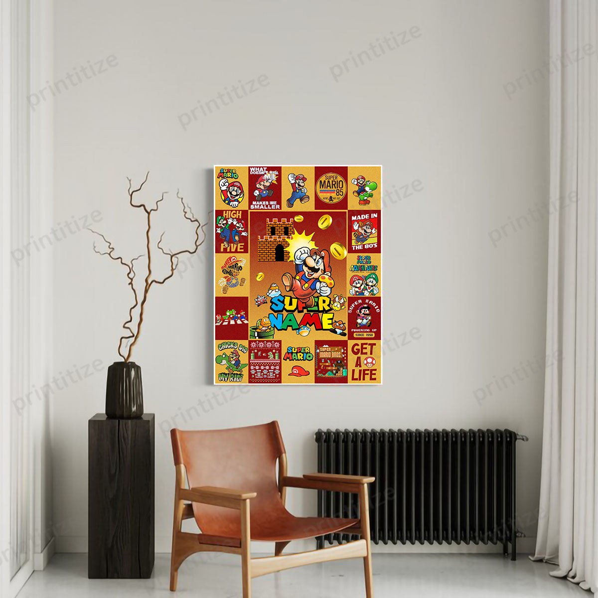 Personalized Custom Name Super Mario Gaming Portrait Canvas