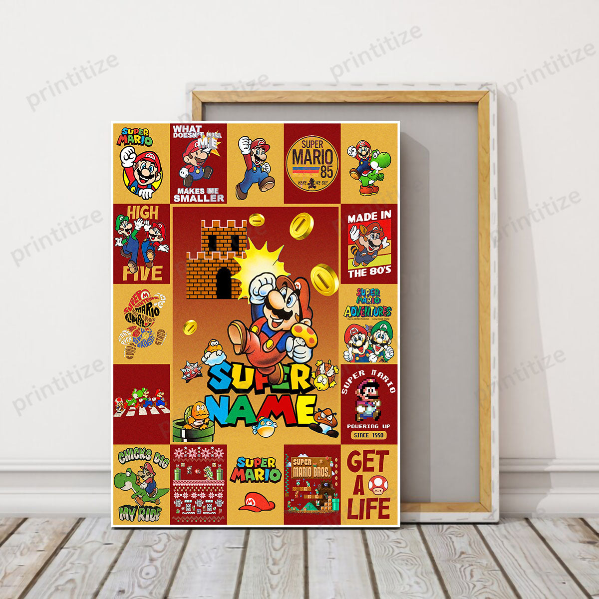 Personalized Custom Name Super Mario Gaming Portrait Canvas