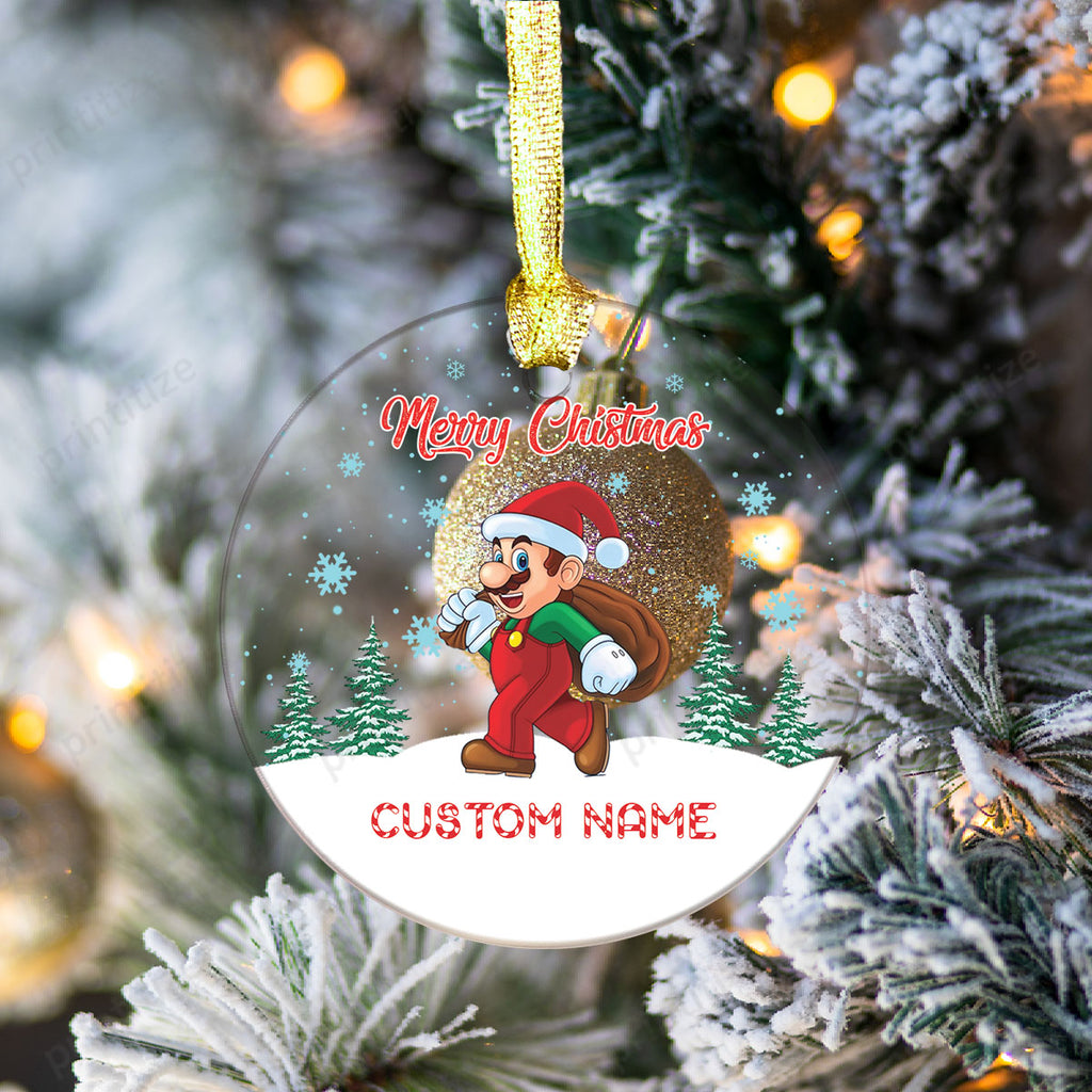 Personalized Custom Name Super Mario Christmas Acrylic Ornament