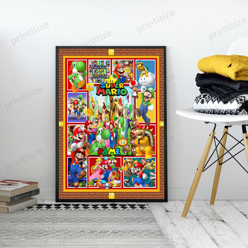 Personalized Custom Name Super Mario Portrait Poster