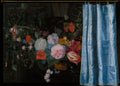 Trompe-l'Oeil Still Life with a Flower Garland and a Curtain — Poster