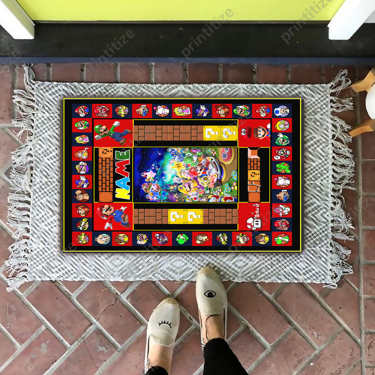 Personalized Custom Name Super Mario Doormat