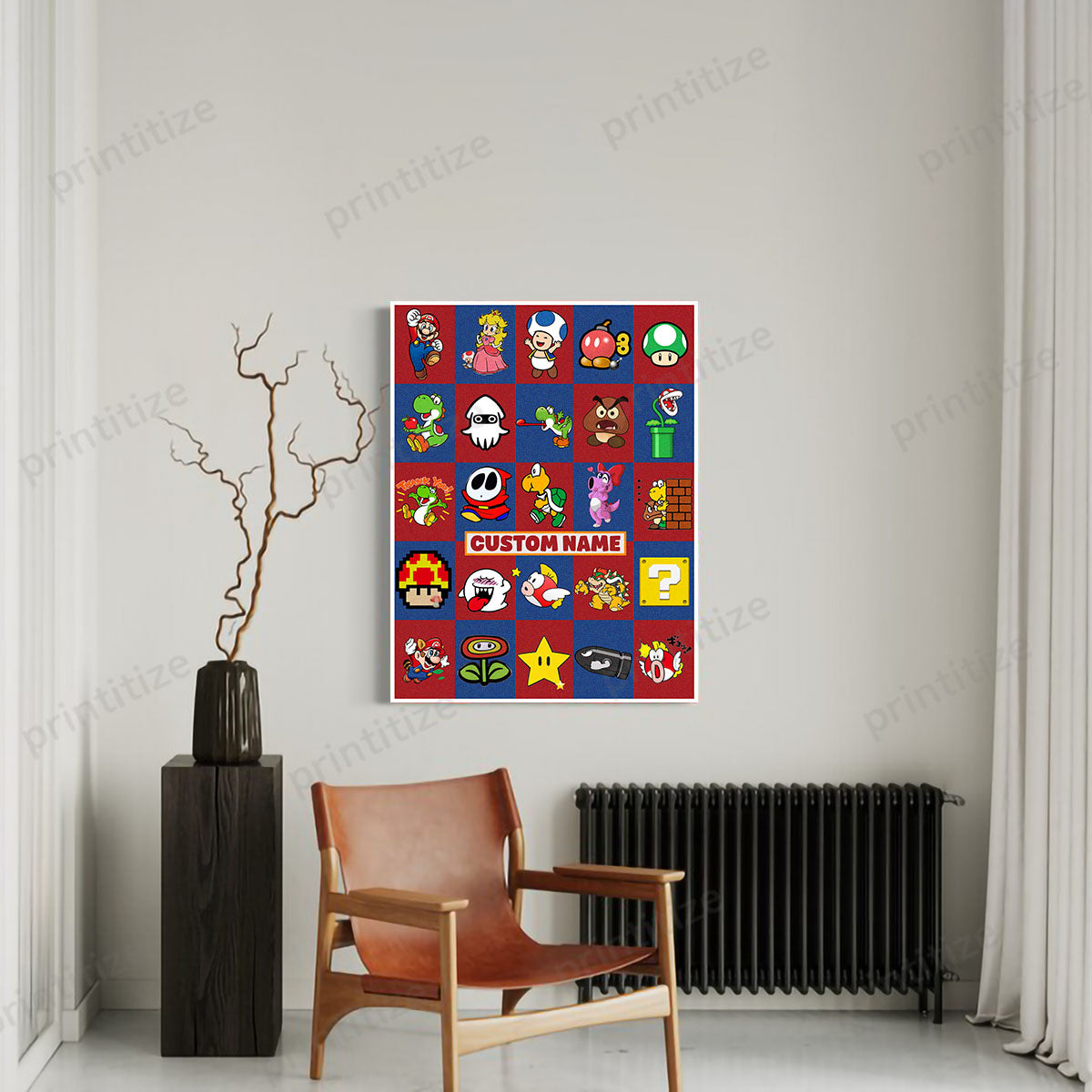Personalized Custom Name Super Mario Gaming Portrait Canvas