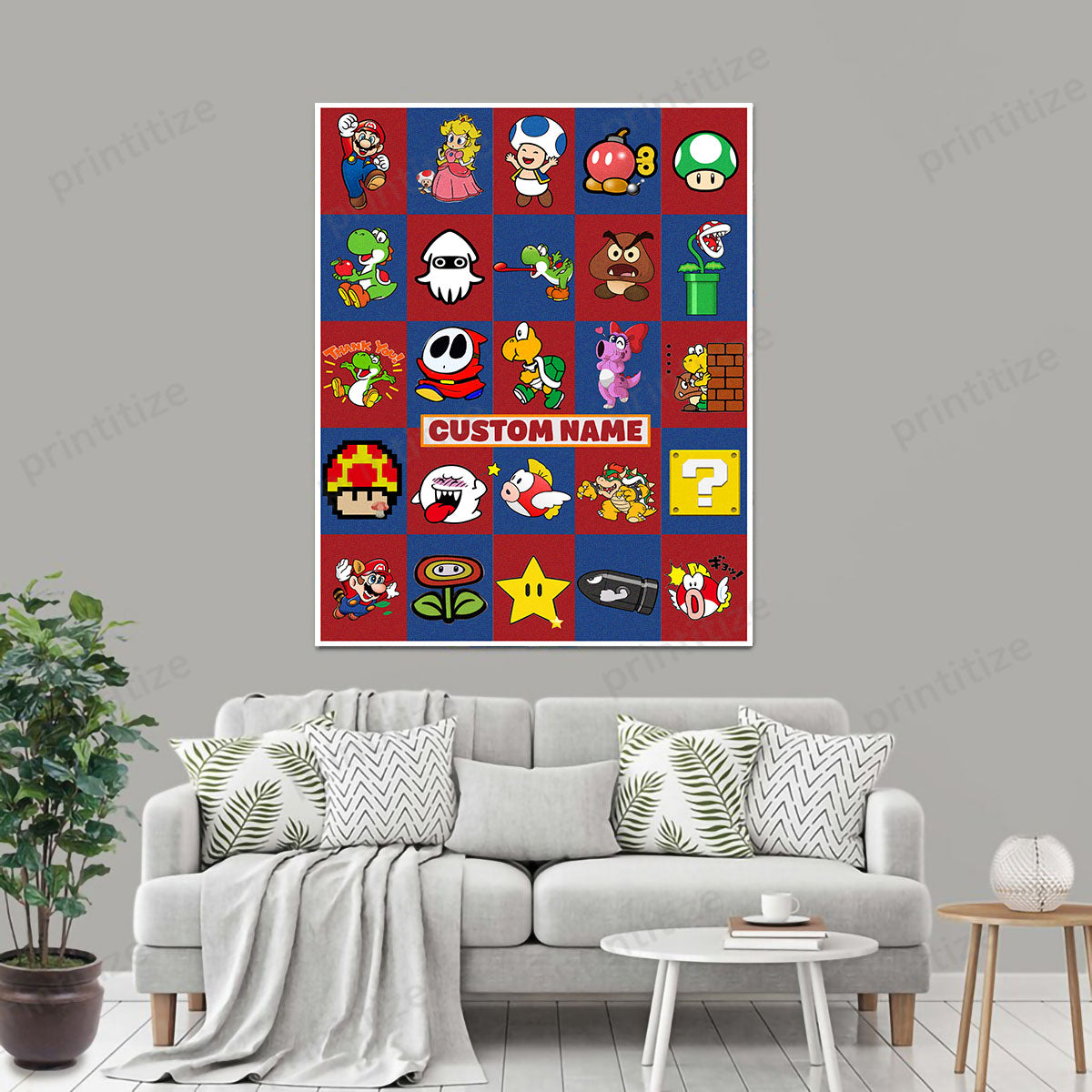 Personalized Custom Name Super Mario Gaming Portrait Canvas