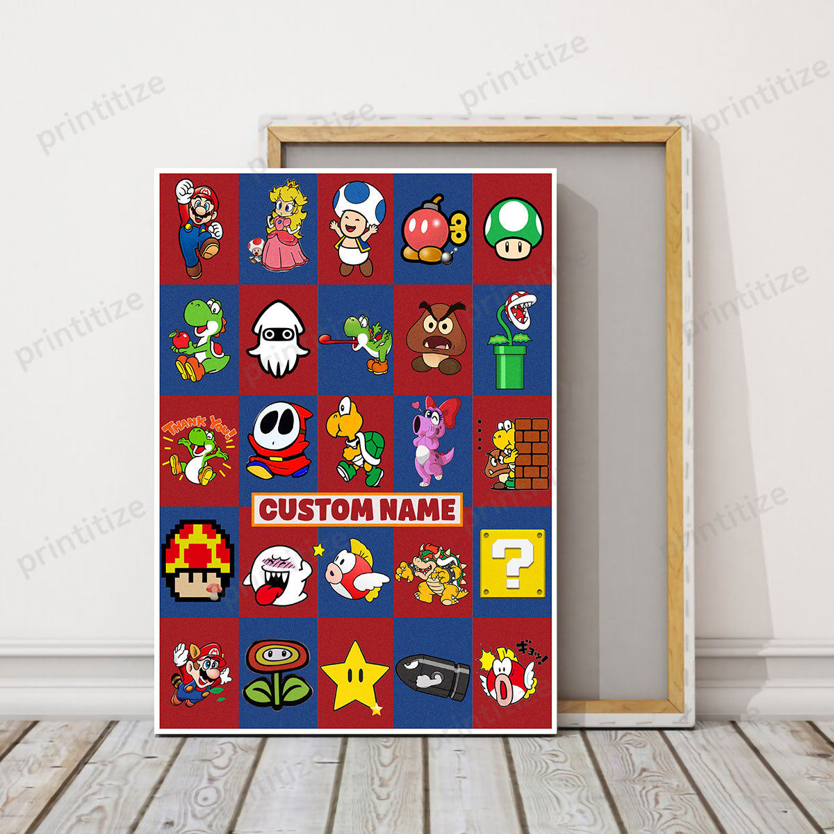 Personalized Custom Name Super Mario Gaming Portrait Canvas