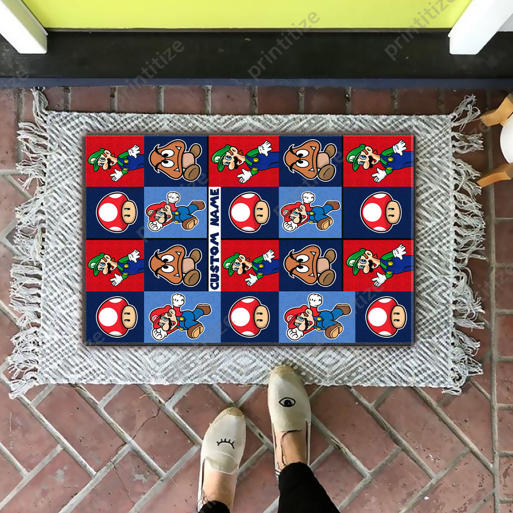 Personalized Custom Name Nintendo Super Mario Doormat