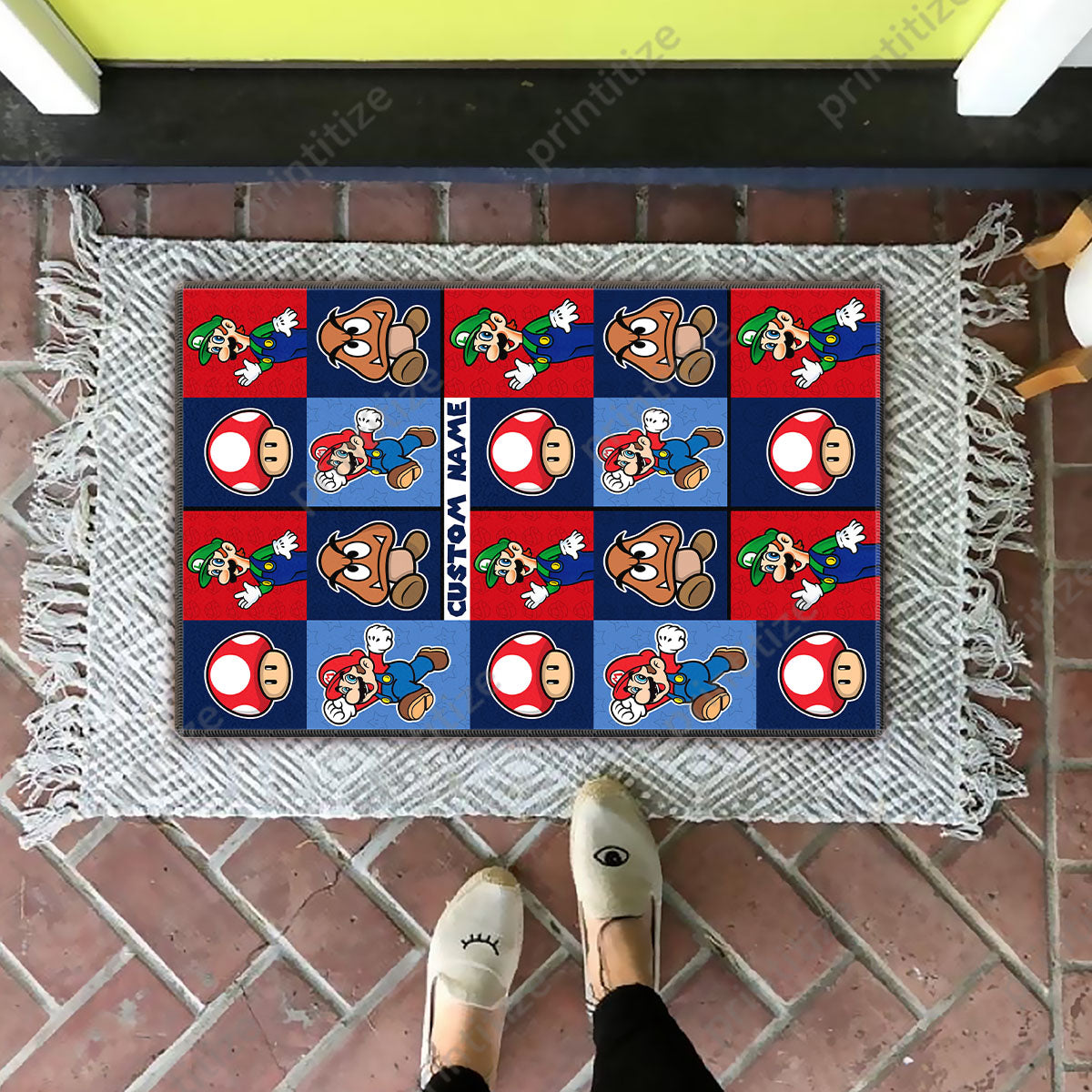 Personalized Custom Name Nintendo Super Mario Doormat