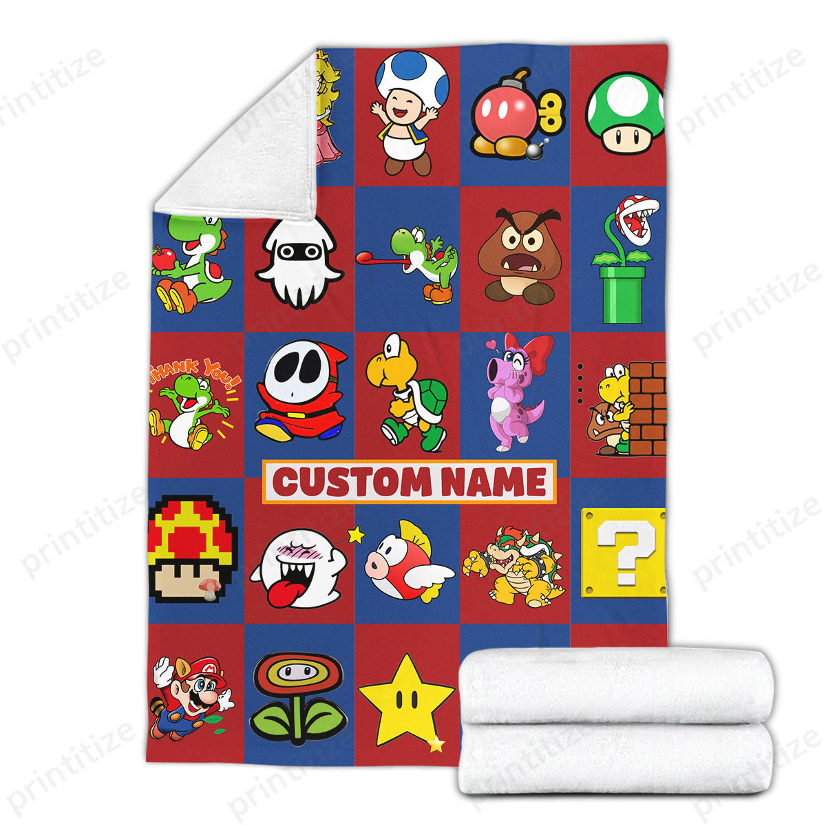 Personalized Custom Name Super Mario Gaming Blanket