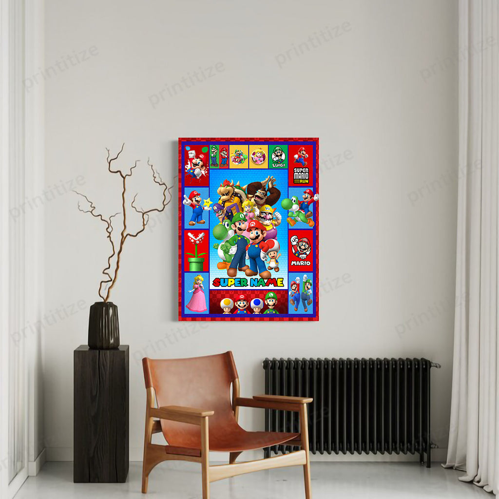 Personalized Custom Name Super Mario Gaming Portrait Canvas