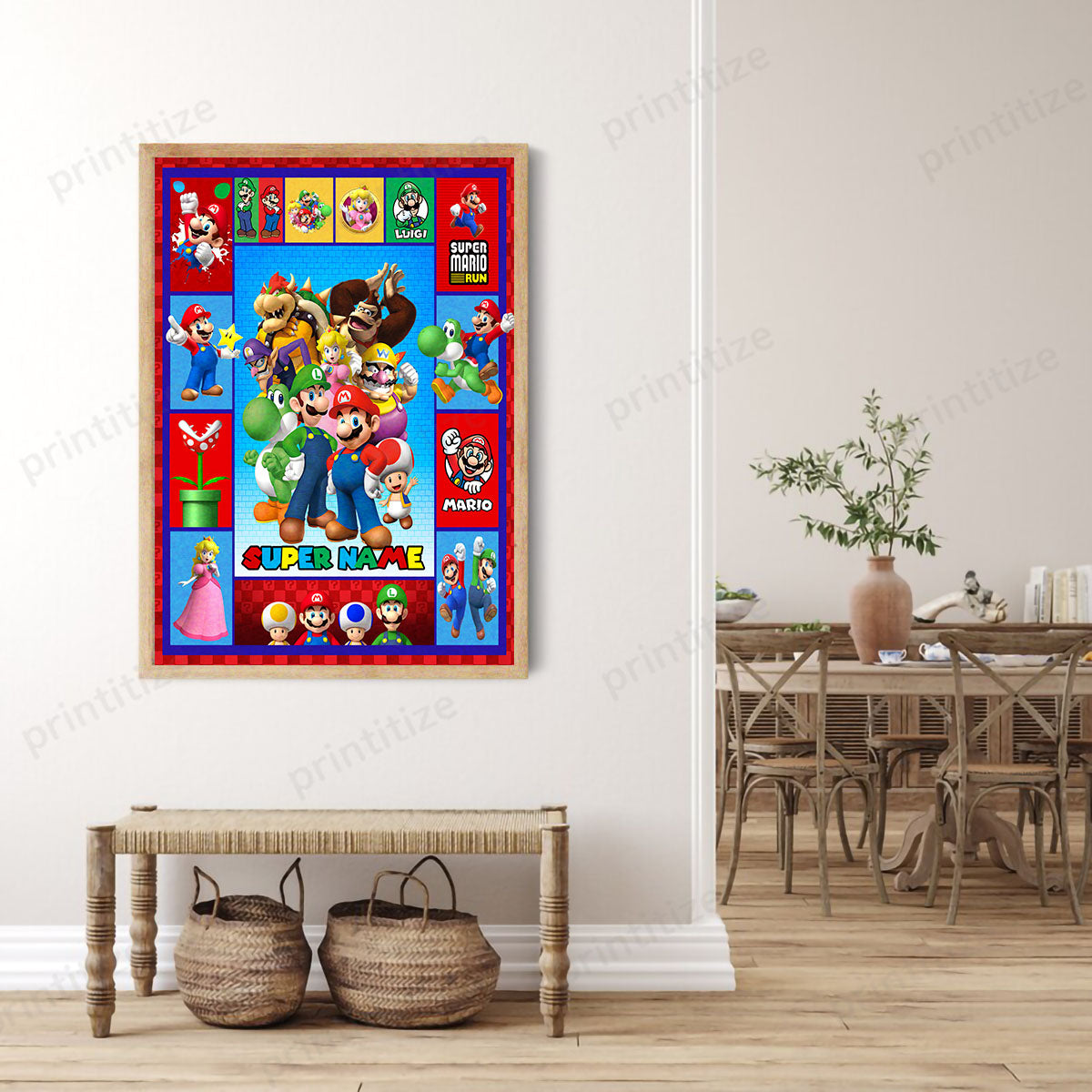 Personalized Custom Name Super Mario Gaming Portrait Canvas