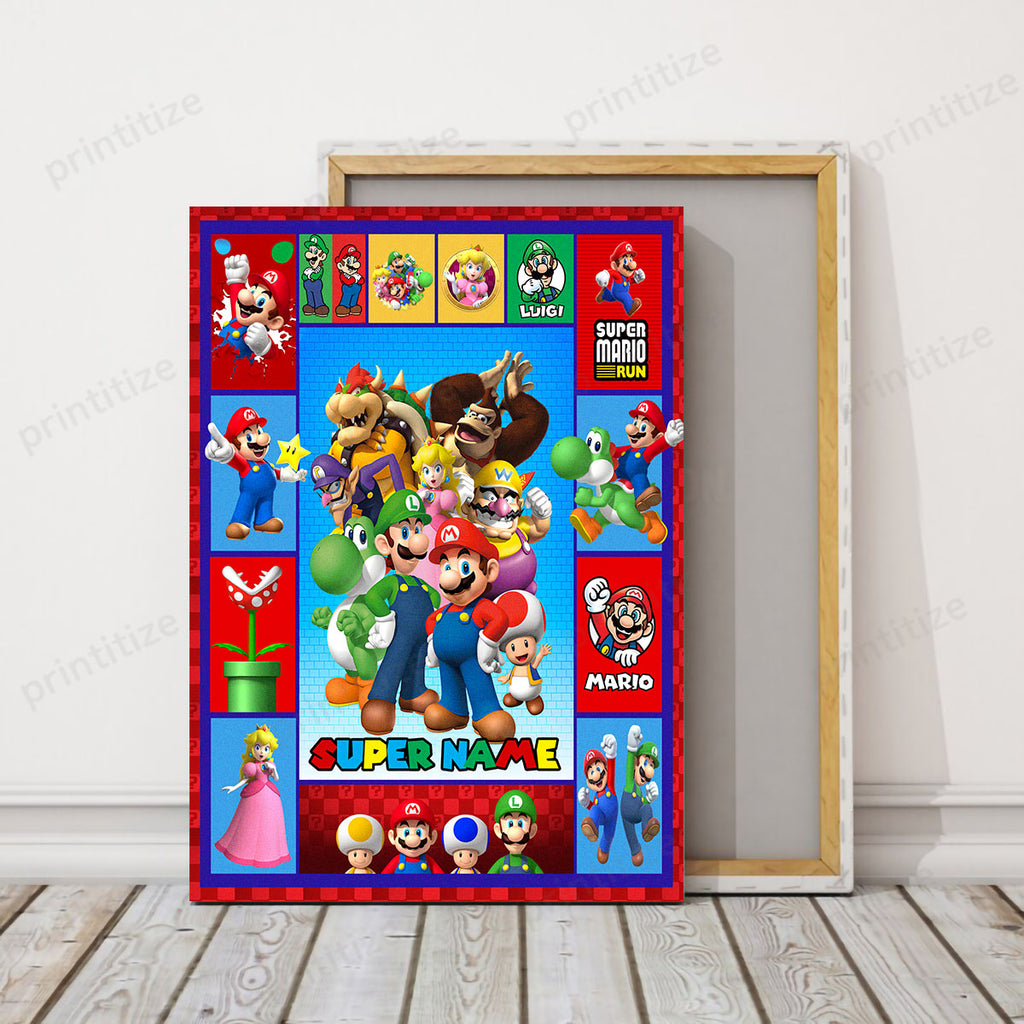 Personalized Custom Name Super Mario Gaming Portrait Canvas