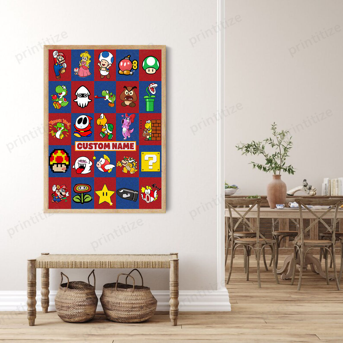Personalized Custom Name Super Mario Gaming Portrait Canvas
