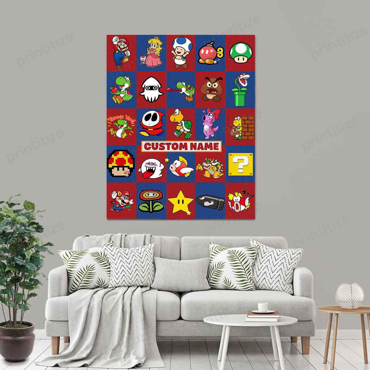 Personalized Custom Name Super Mario Gaming Portrait Canvas