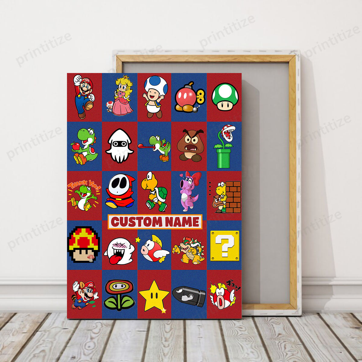 Personalized Custom Name Super Mario Gaming Portrait Canvas