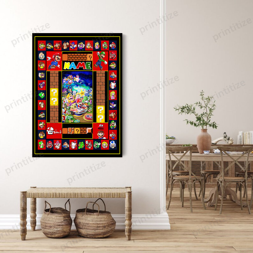 Personalized Custom Name Super Mario Portrait Canvas
