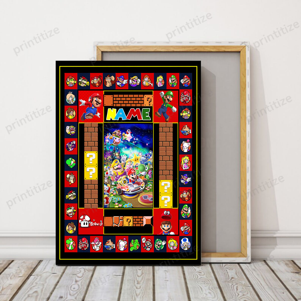 Personalized Custom Name Super Mario Portrait Canvas