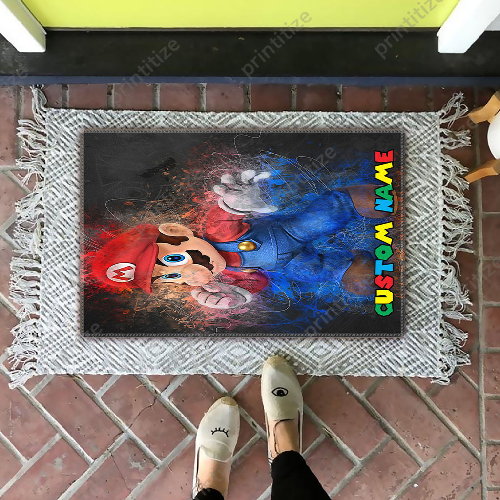 Personalized Custom Name Super Mario Bross Doormat