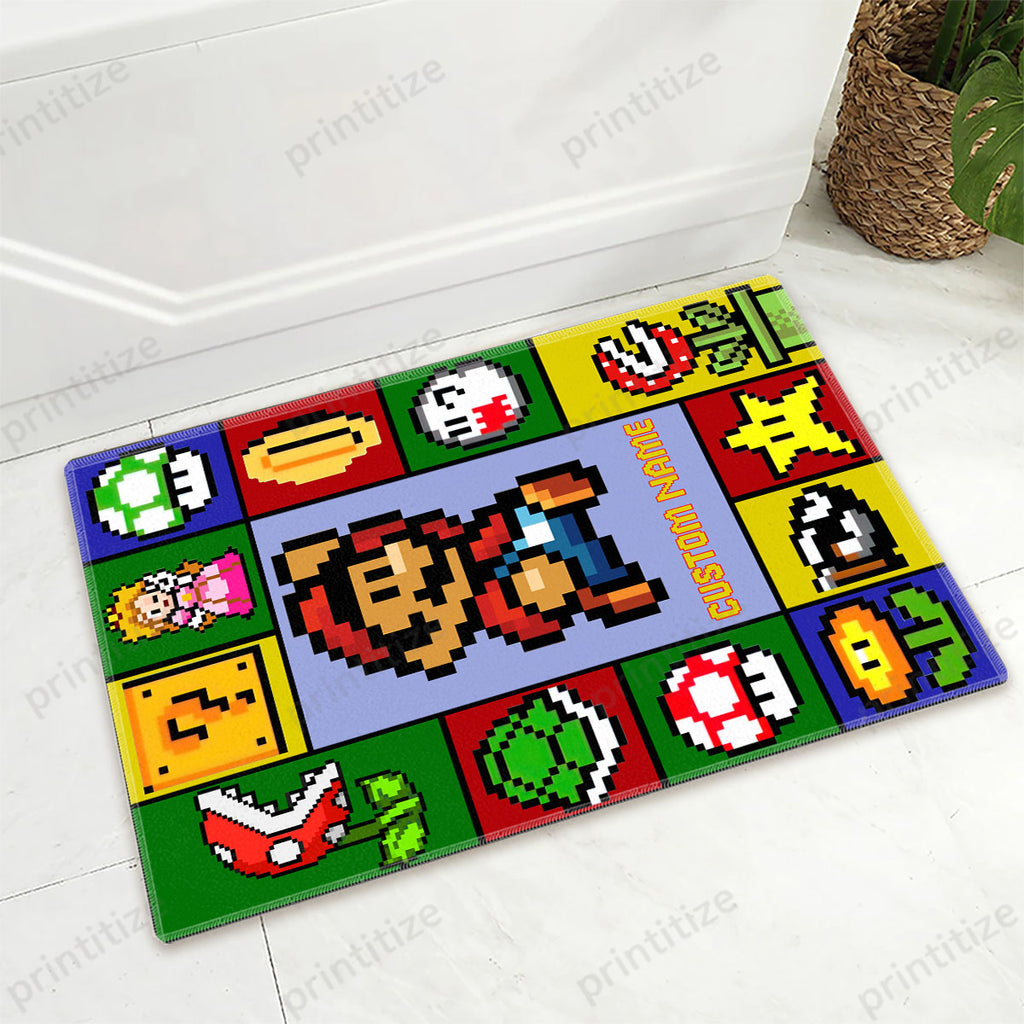 Personalized Custom Name Super Mario Gaming Doormat