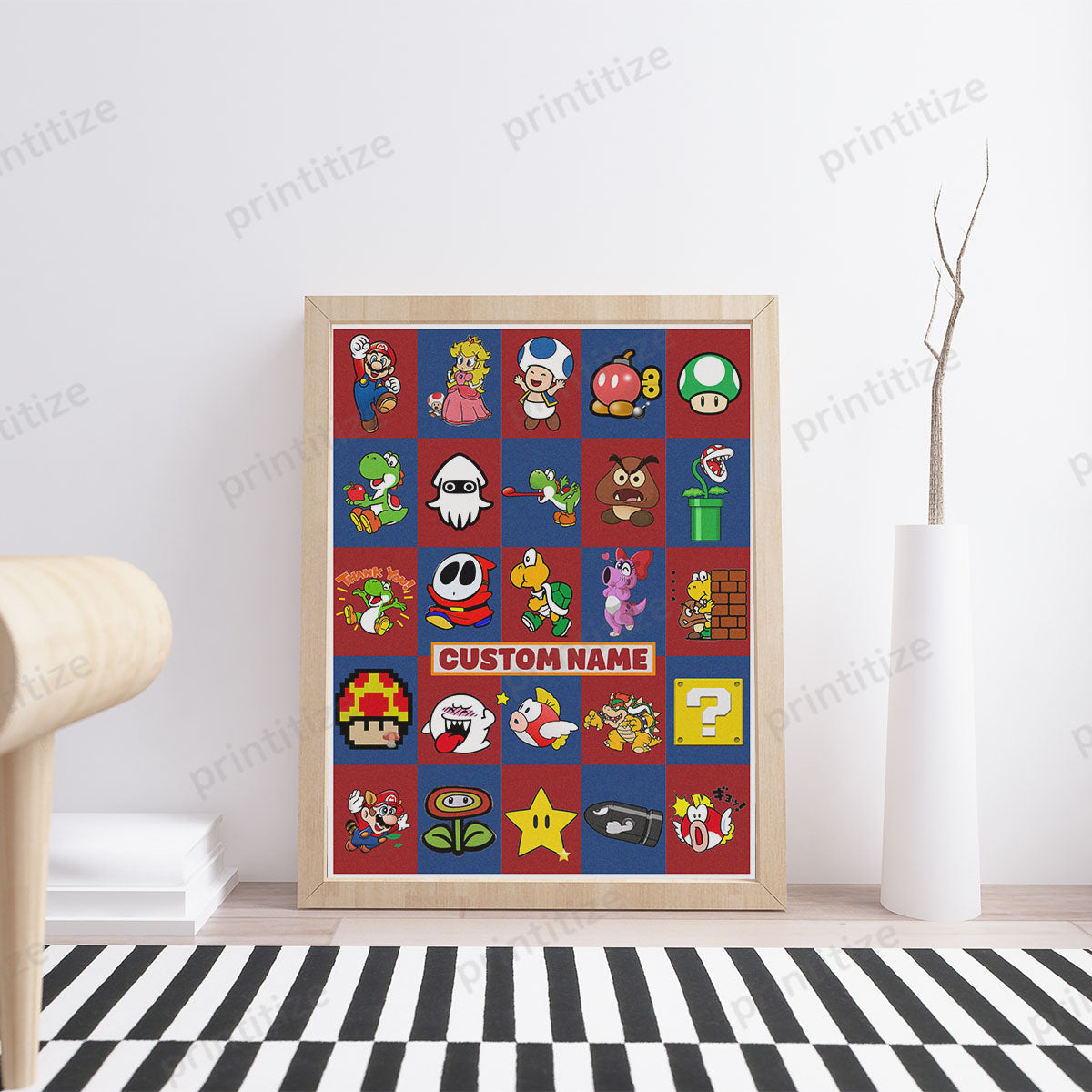 Personalized Custom Name Super Mario Gaming Portrait Poster