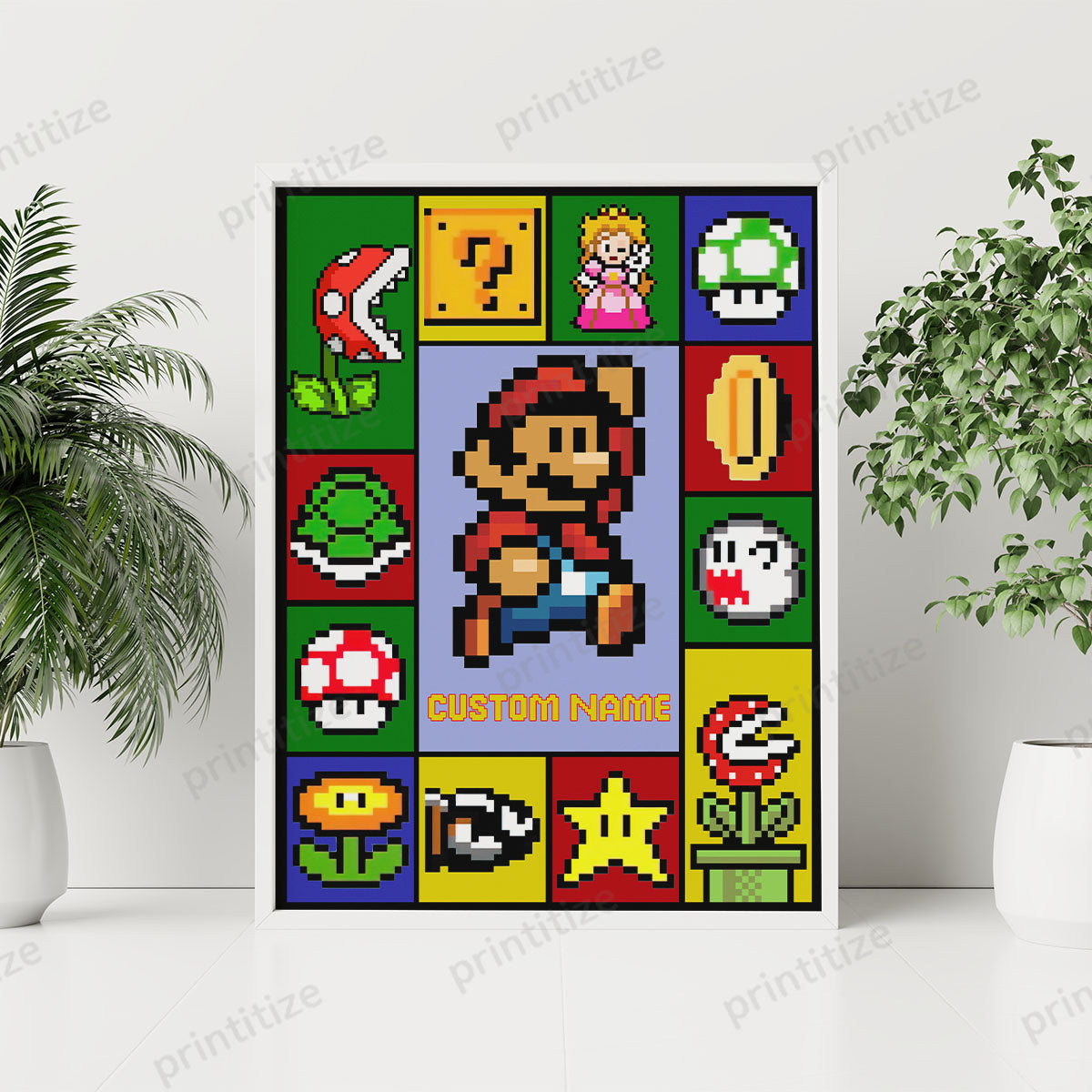 Personalized Custom Name Super Mario Gaming Portrait Poster