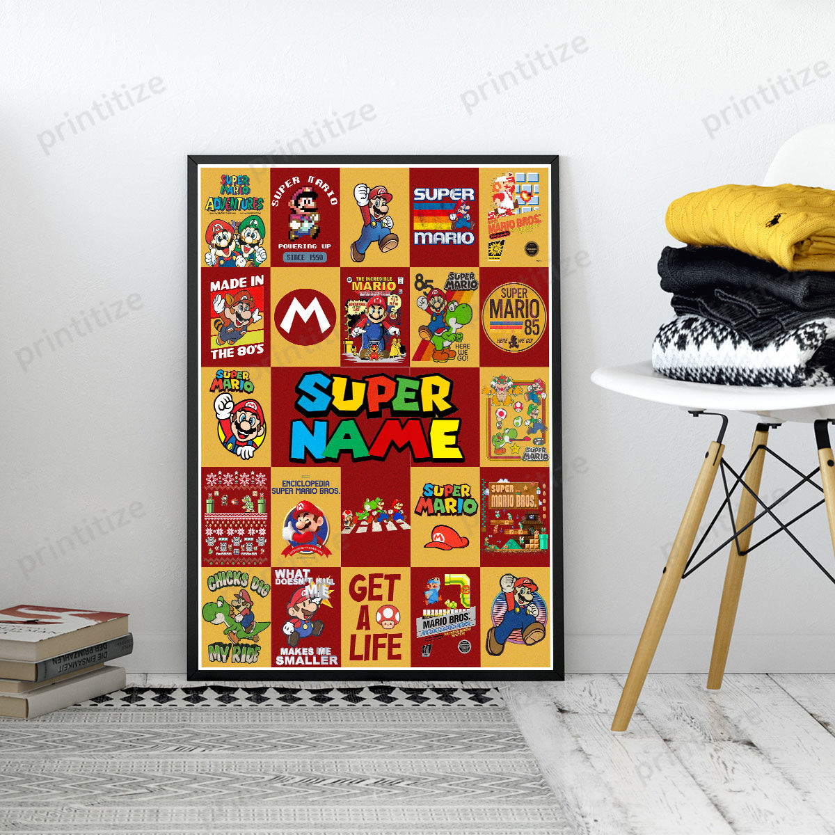 Personalized Custom Name Super Mario Gaming Portrait Poster