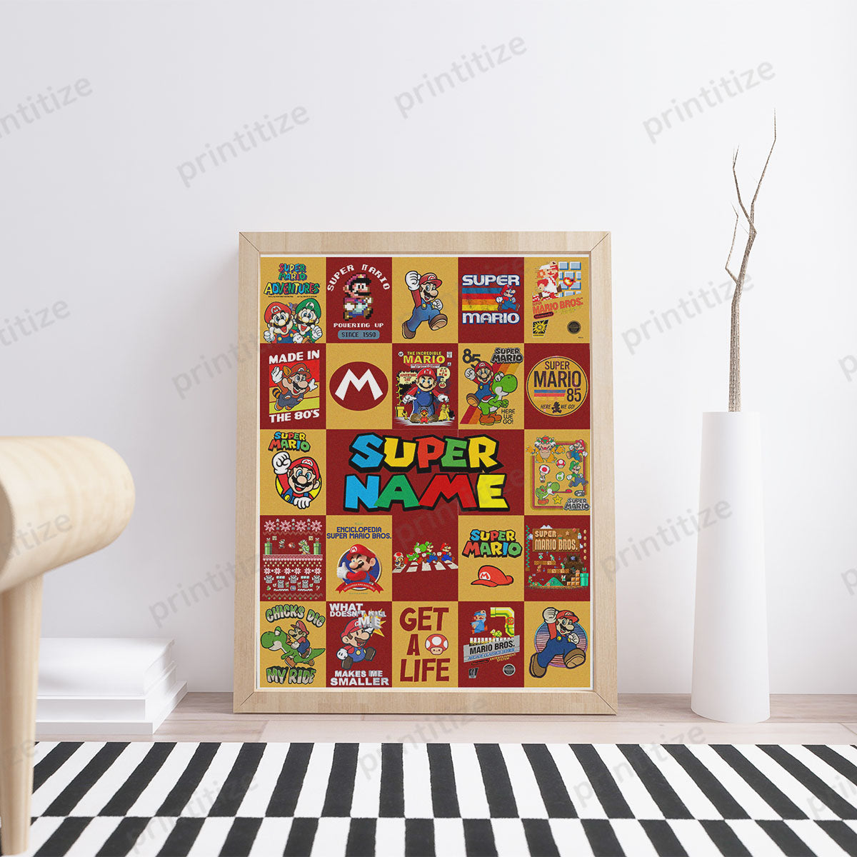 Personalized Custom Name Super Mario Gaming Portrait Poster