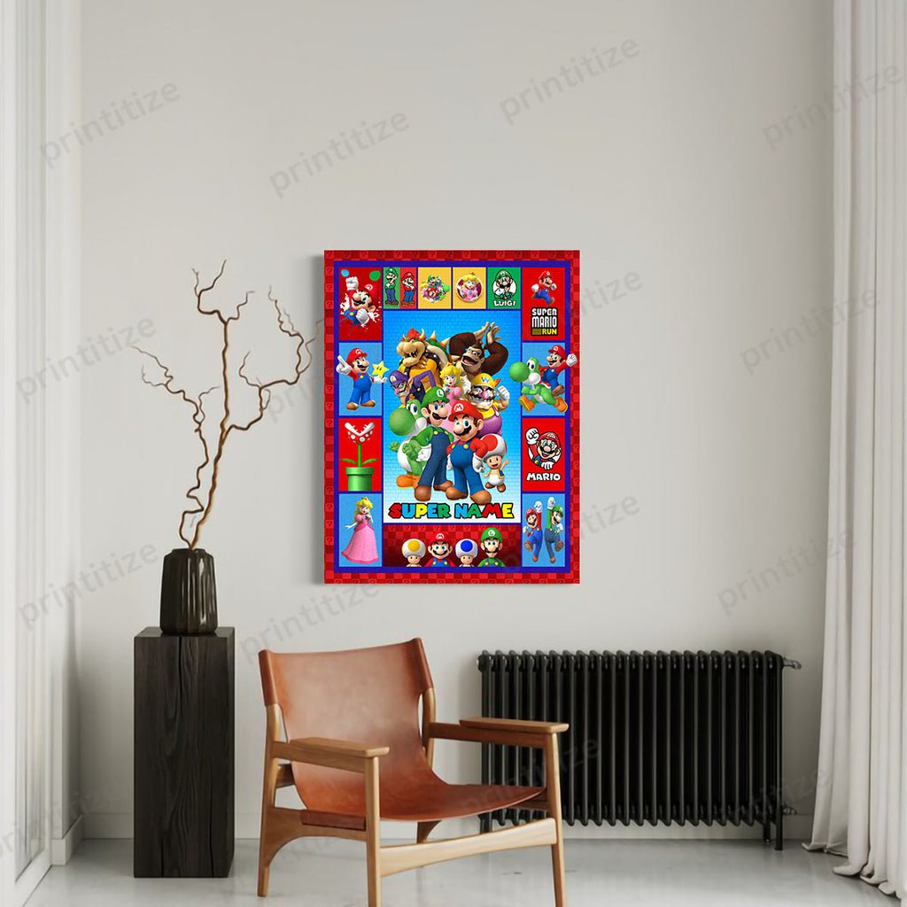 Personalized Custom Name Super Mario Gaming Portrait Canvas