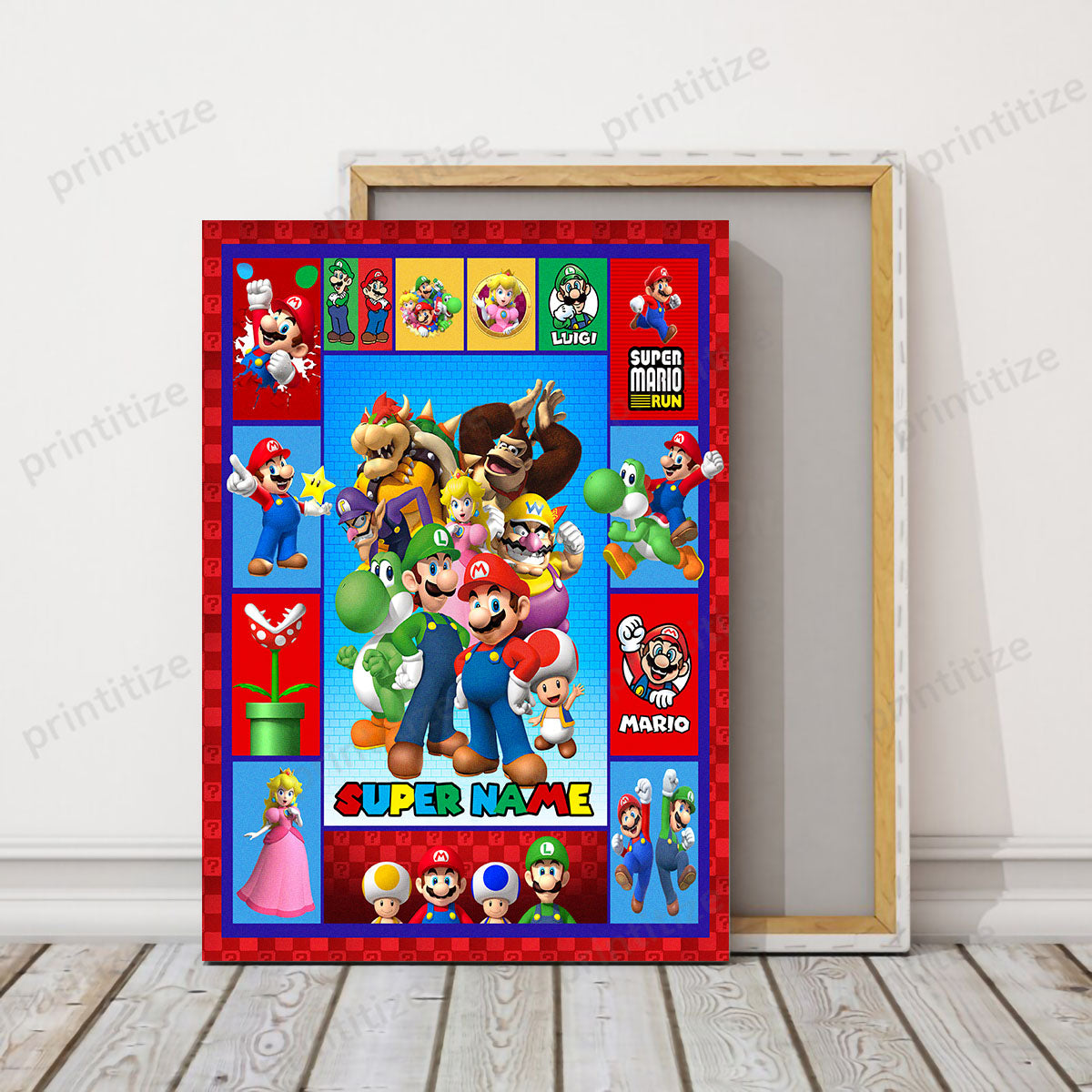 Personalized Custom Name Super Mario Gaming Portrait Canvas