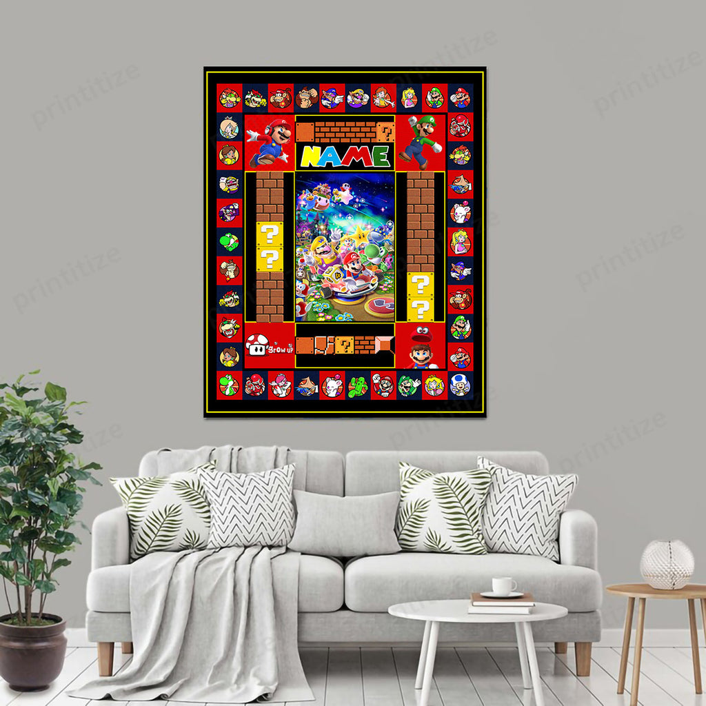 Personalized Custom Name Super Mario Portrait Canvas