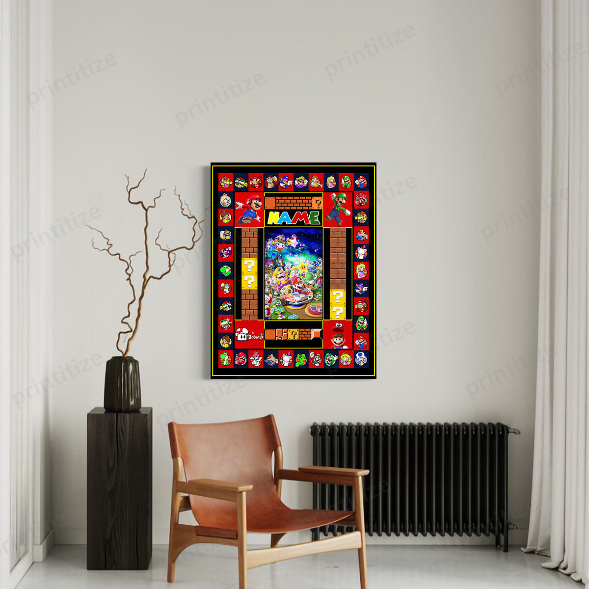 Personalized Custom Name Super Mario Portrait Canvas