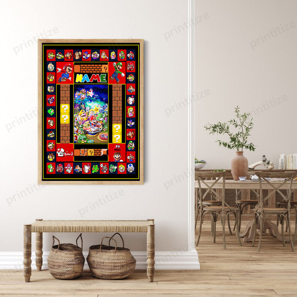 Personalized Custom Name Super Mario Portrait Canvas