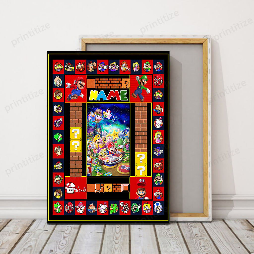 Personalized Custom Name Super Mario Portrait Canvas