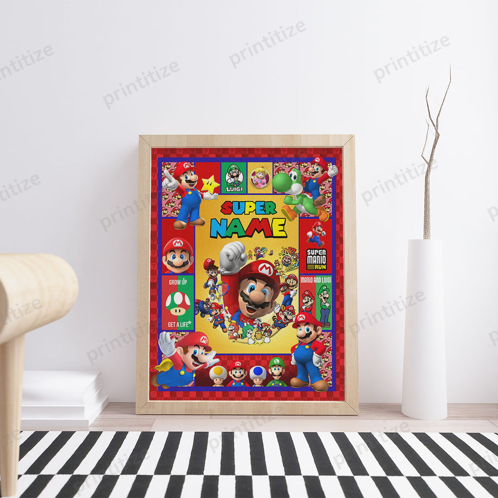 Personalized Custom Name Super Mario Gaming Portrait Poster