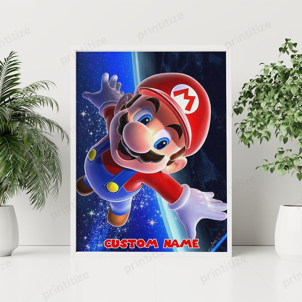 Personalized Custom Name Super Mario Bros Galaxy Portrait Poster