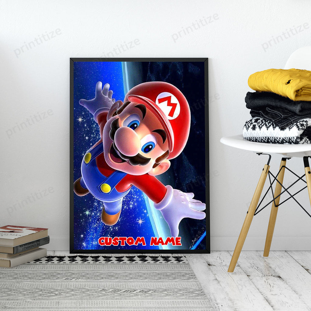 Personalized Custom Name Super Mario Bros Galaxy Portrait Poster