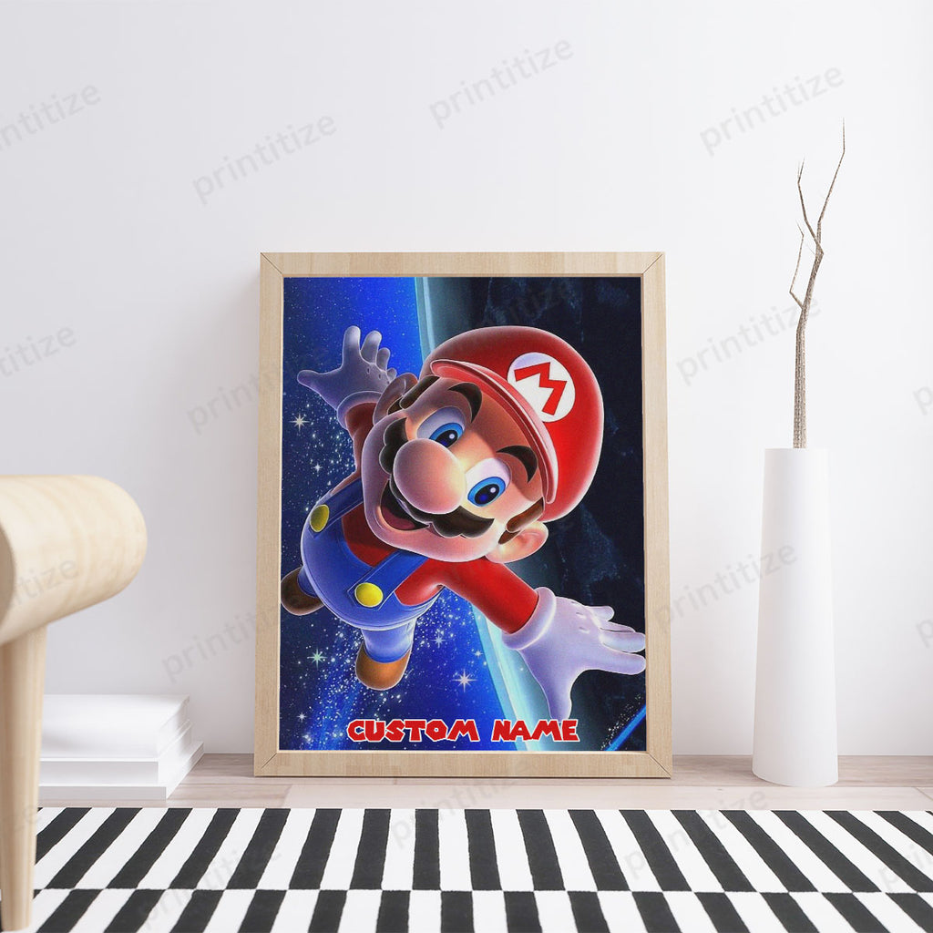 Personalized Custom Name Super Mario Bros Galaxy Portrait Poster