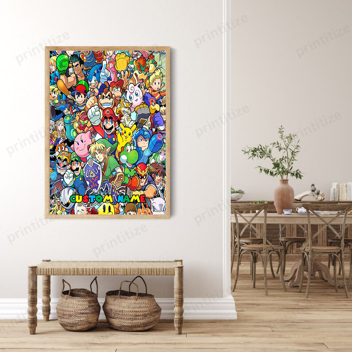 Personalized Custom Name Super Mario Smash Bros Characters Portrait Canvas
