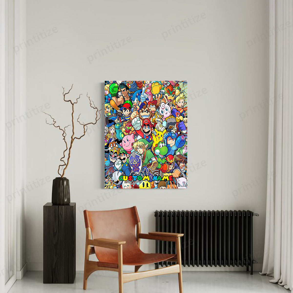 Personalized Custom Name Super Mario Smash Bros Characters Portrait Canvas