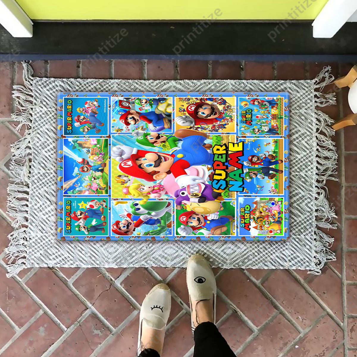 Personalized Custom Name Super Mario Bros Doormat