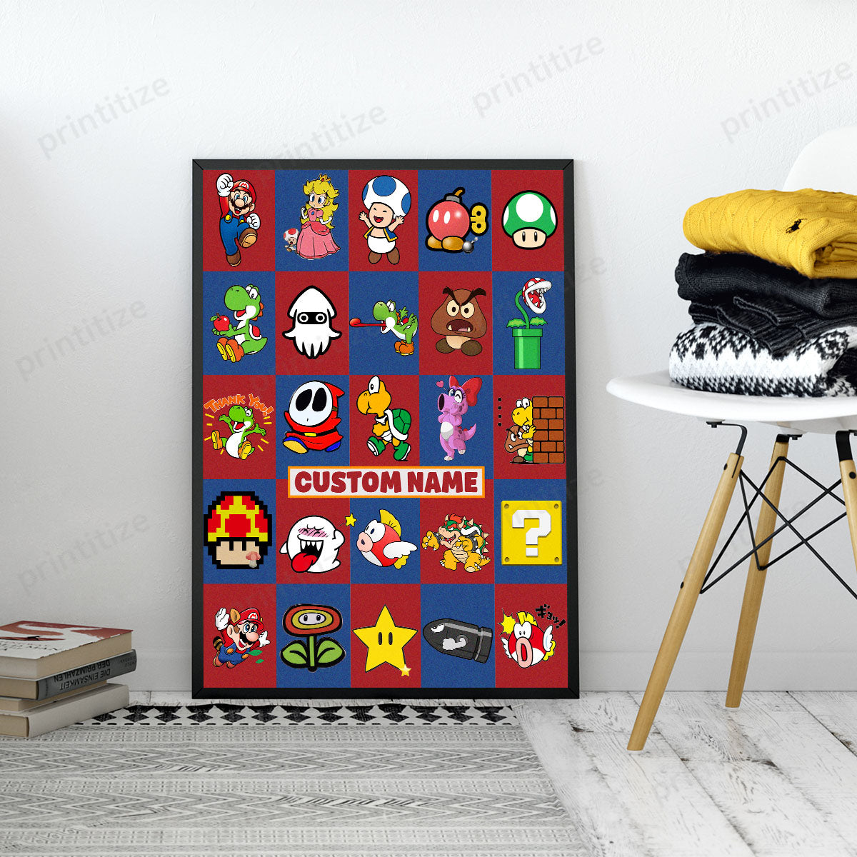 Personalized Custom Name Super Mario Gaming Portrait Poster