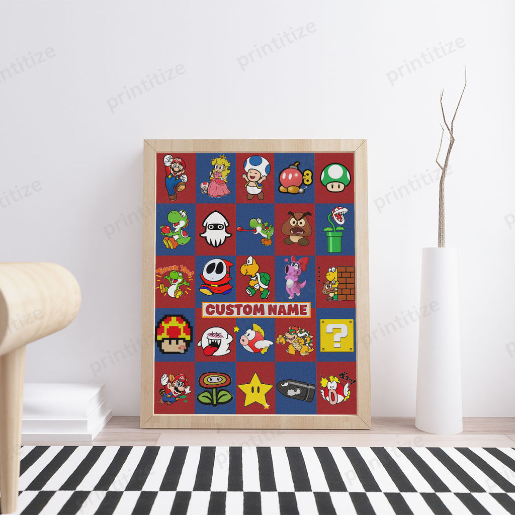 Personalized Custom Name Super Mario Gaming Portrait Poster
