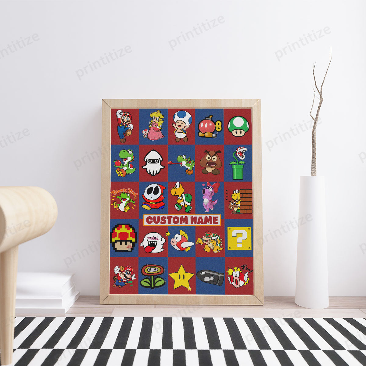 Personalized Custom Name Super Mario Gaming Portrait Poster