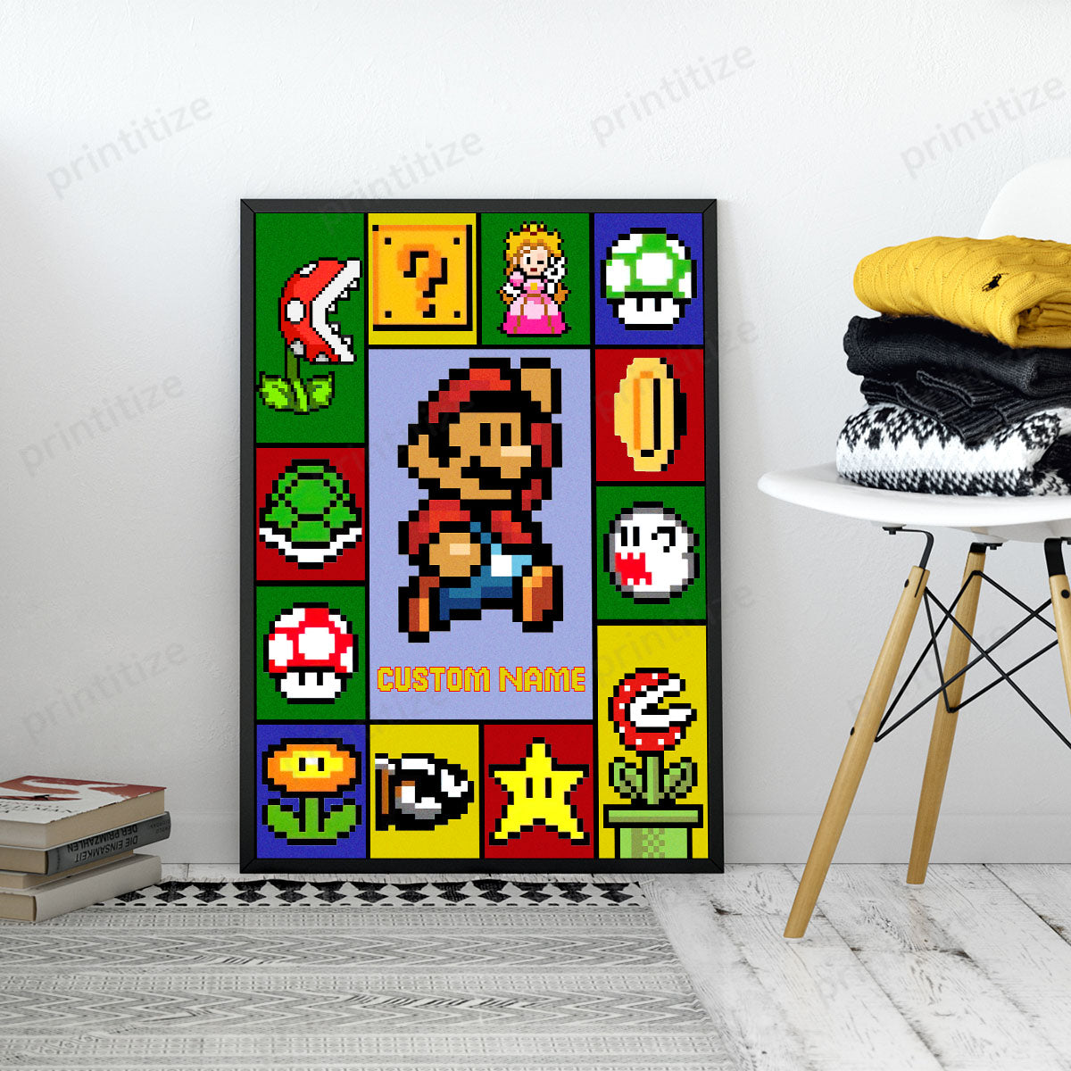 Personalized Custom Name Super Mario Gaming Portrait Poster