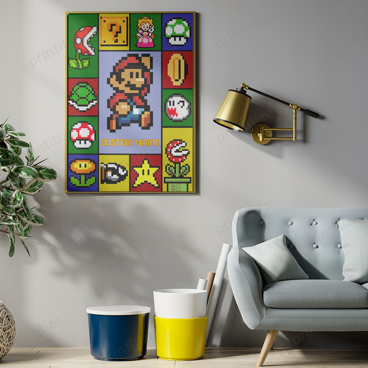 Personalized Custom Name Super Mario Gaming Portrait Poster