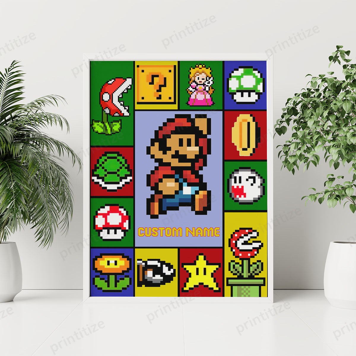 Personalized Custom Name Super Mario Gaming Portrait Poster
