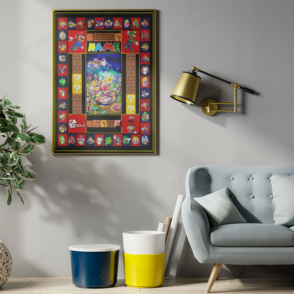 Personalized Custom Name Super Mario Portrait Poster