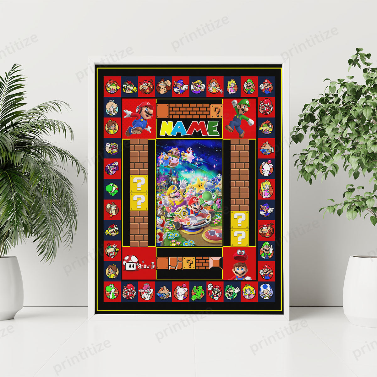 Personalized Custom Name Super Mario Portrait Poster