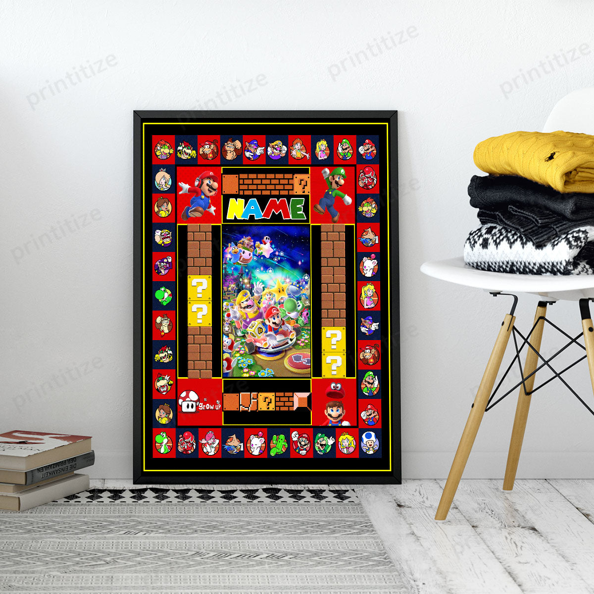Personalized Custom Name Super Mario Portrait Poster