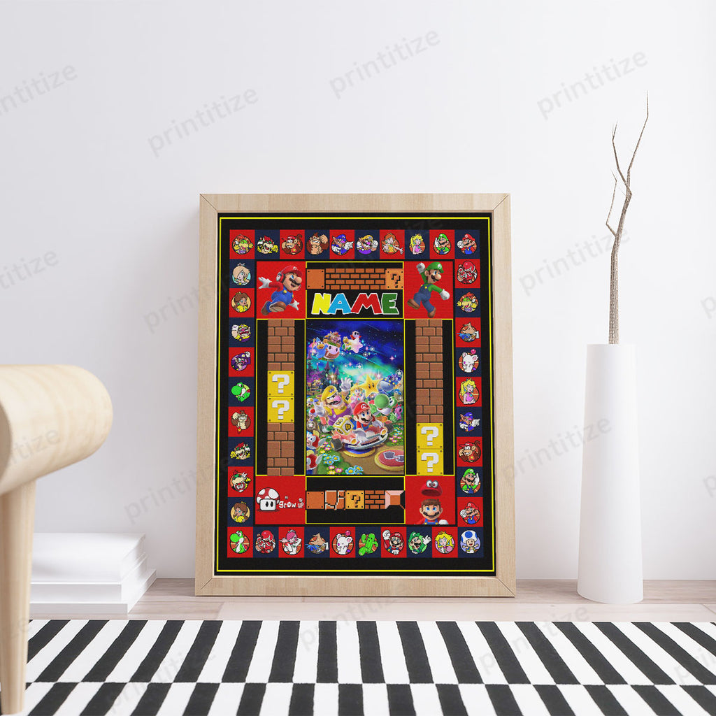 Personalized Custom Name Super Mario Portrait Poster