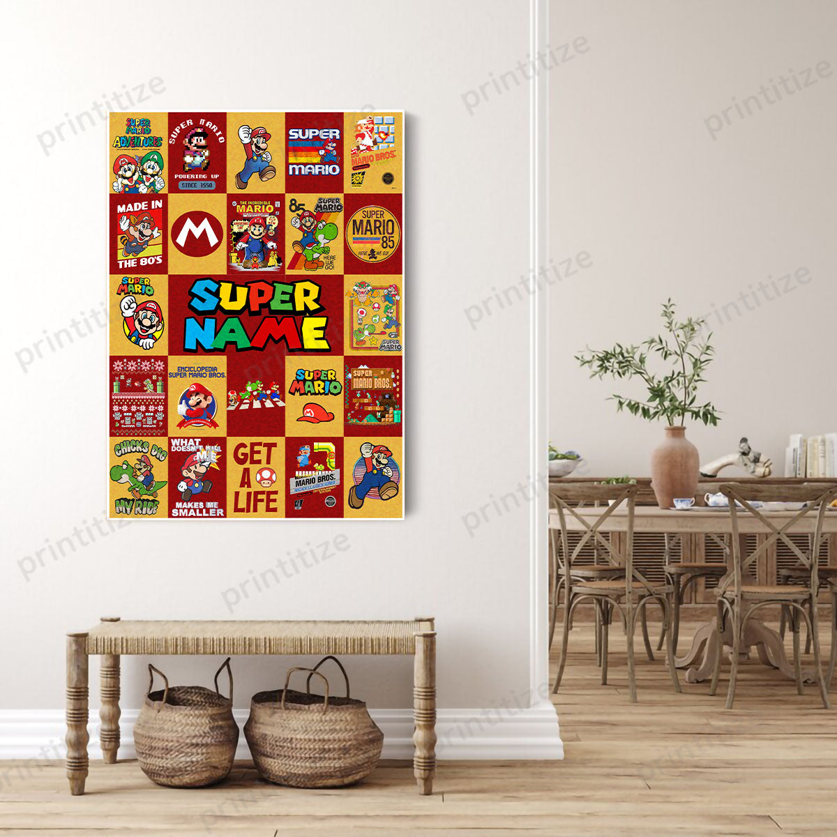 Personalized Custom Name Super Mario Gaming Portrait Canvas